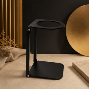 Foldable Espresso Stand | Portable Pour Over Coffee Holder | Black Metal | Space-Saving for Camping & Hiking